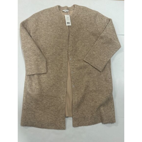 VINCE Textured Soft Sculpted Car Coat Natural Size Large NWT - Picture 3 of 5